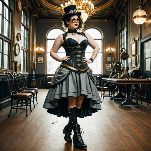 Steampunk Woman in Victorian Ballroom