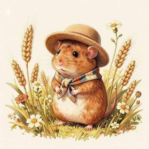 Charming Harvest Mouse in Wheat Field