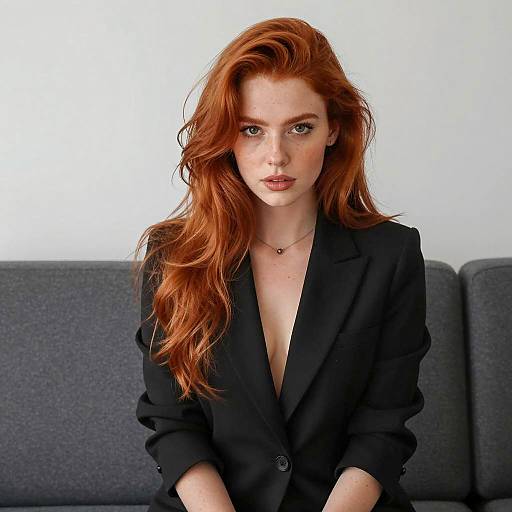 Elegant Red-Haired Woman in Blazer
