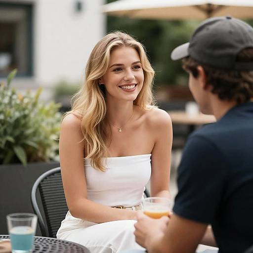 Outdoor Scene with Smiling Couple