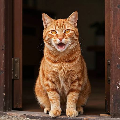 Radiant Orange Ginger Cat in Doorway