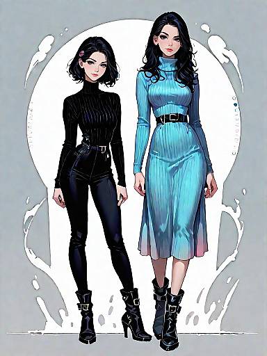 Two Fashionable Women in Ribbed Knit Outfits