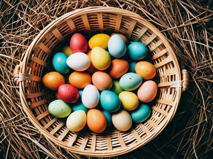 Easter Basket with Colorful Eggs Wallpaper