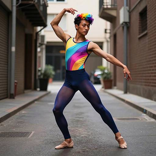 Color Blocked Male Dancer Fashion