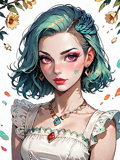 Playful Vintage Girl in Floral Dress