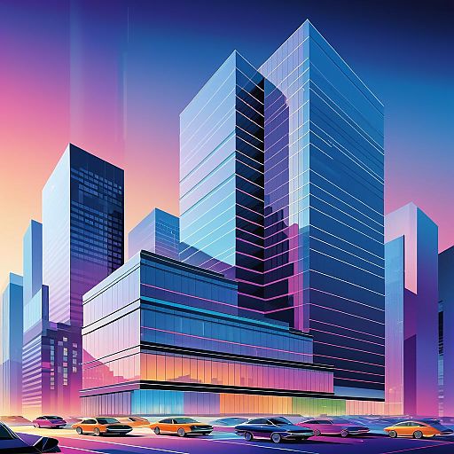 Modernist Office Building in Urban Scene Modernist Office Building in Urban Scene