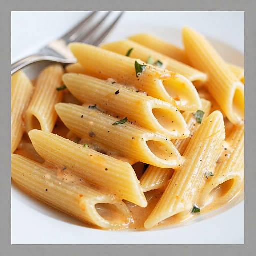 Close-up Creamy Penne Pasta