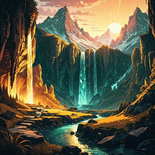 Enchanting Fantasy Landscape at Sunset