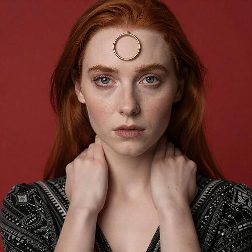 Intense Red-Haired Woman Portrait