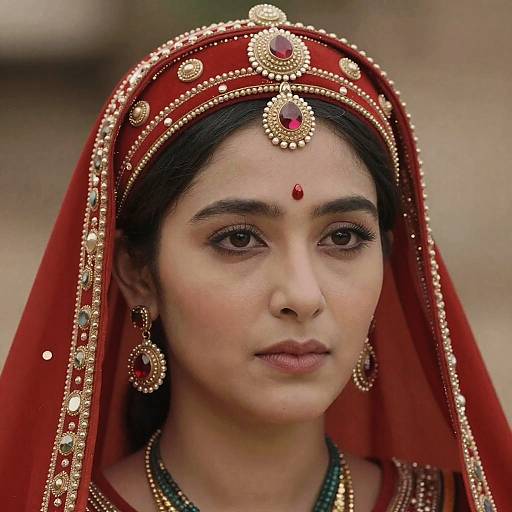 Red Genie Woman in Headdress