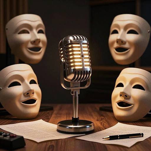 Vintage Voice Acting Studio Scene