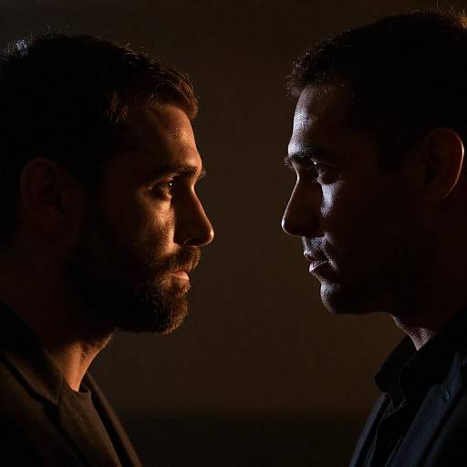 Dramatic Close-Up of Two Men