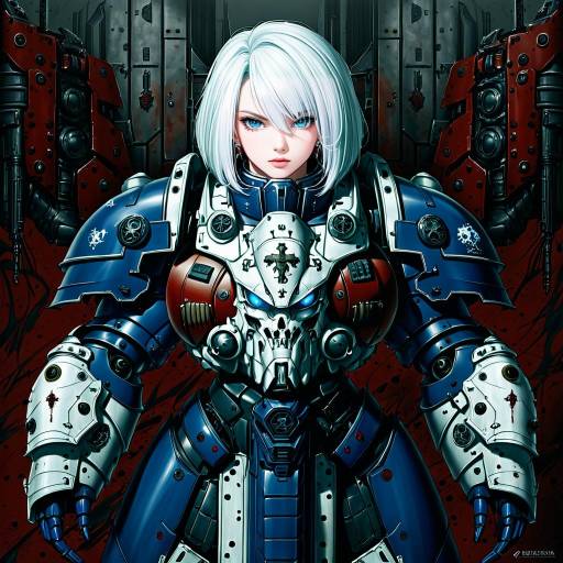 Illustration of Adepta sororitas, warhammer 40k in the style of Yumesato makura