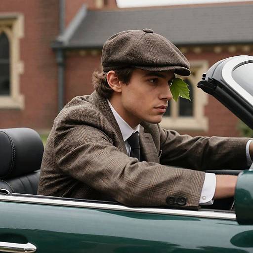 Charming Young Man in Convertible