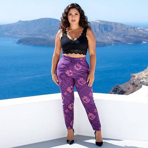 Curvy Woman on Balcony by Sea