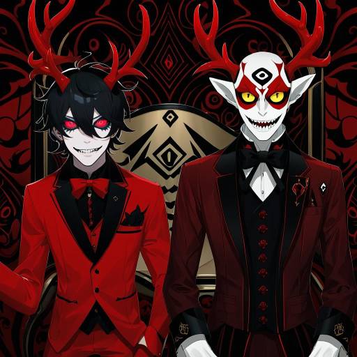 Illustration of Alastor (hazbin hotel), hazbin hotel in the style of Hiyuu (hiyualice)