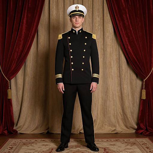 Man in Captain Costume Uniform