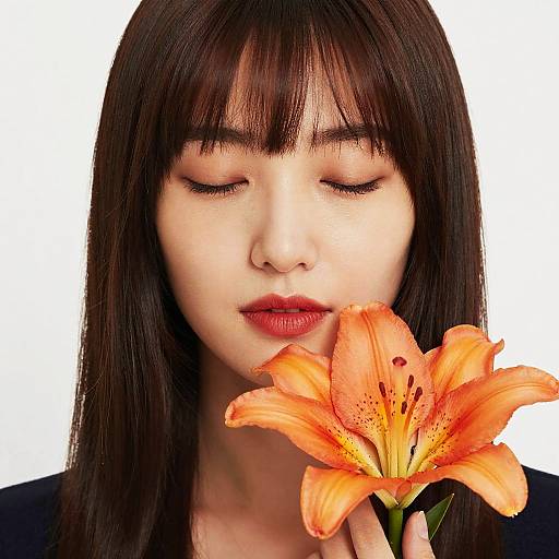 Woman with Orange Lily Flower