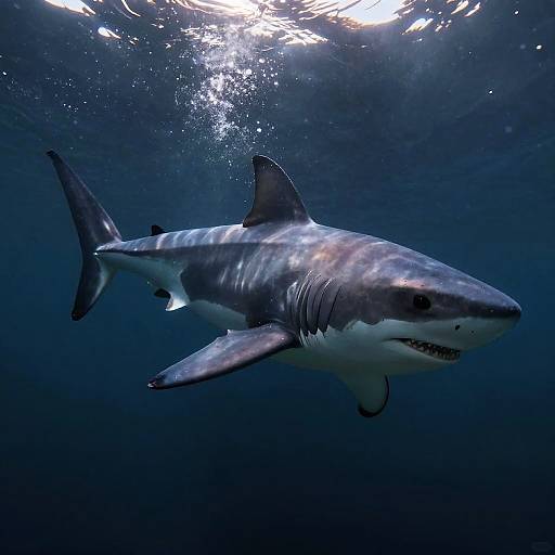 Cinematic Anthro Shark in Deep Ocean