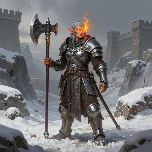 Dwarven Cleric in Snowy Mountain Pass