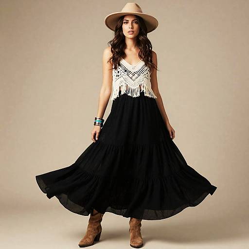 Bohemian Young Mother in Black Maxi