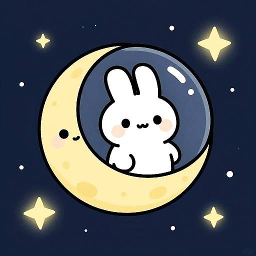 Charming Moon Rabbit in Space