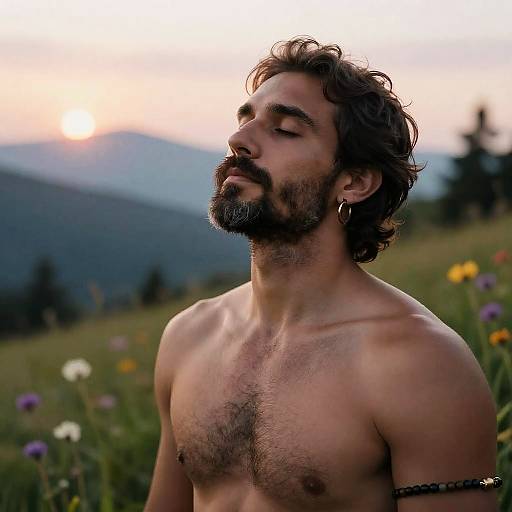 Serene Portrait of Man at Sunrise