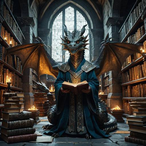 Ancient Dragon Librarian in Stone Archive Ancient Dragon Librarian in Stone Archive
