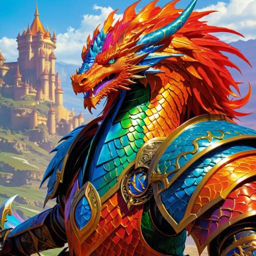 Fierce Dragon Rider in Vibrant Armor