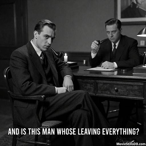 Intense Noir Scene with Document and Pipe