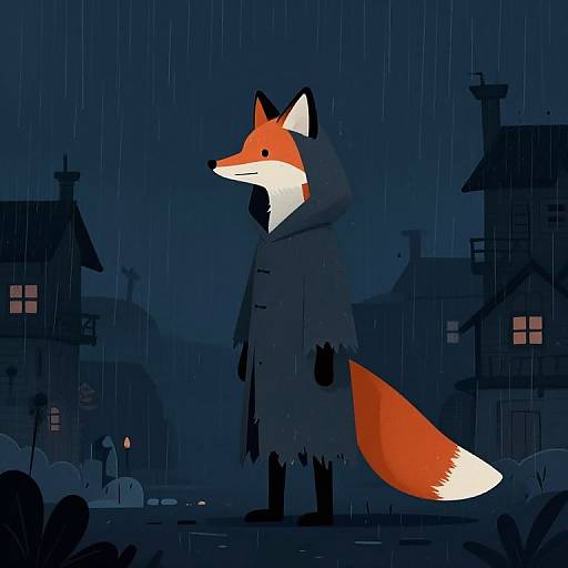 Minimalist Fox in Hooded Robe