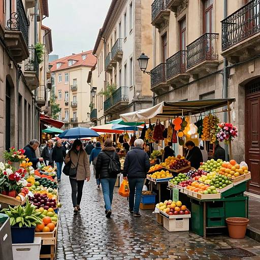 Impressionist Urban Market Street Scene