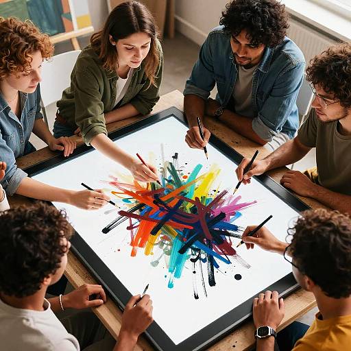 Diverse Artists Collaborating Digitally