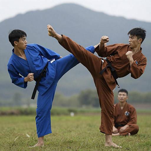 Dynamic Martial Arts Action in Nature