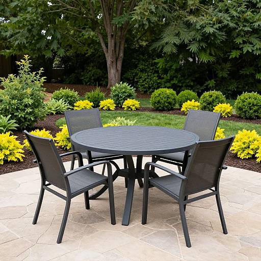 Elegant Backyard Patio with Oval Dining Set