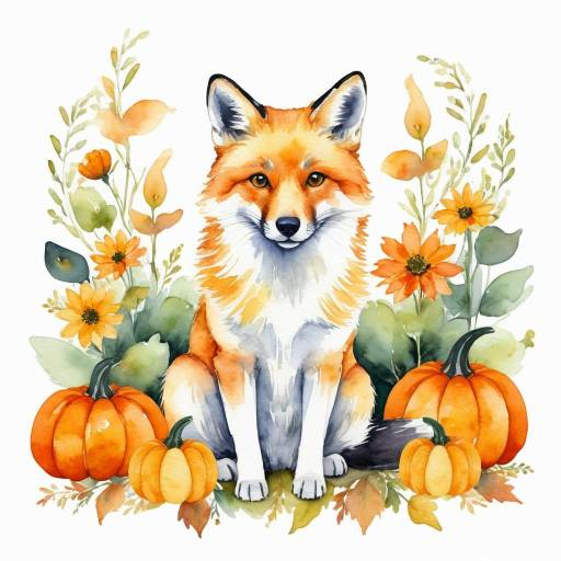 Whimsical Animals and Autumn Flowers