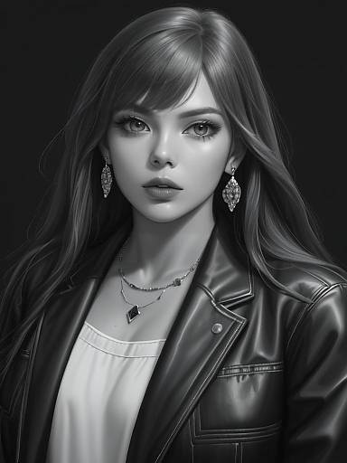 Greyscale Portrait of Woman in Jacket