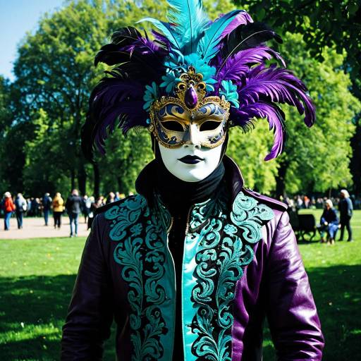 Baroque Masquerade Costume in Park