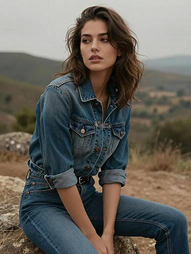 Moody Denim Portrait in Rugged Outdoors