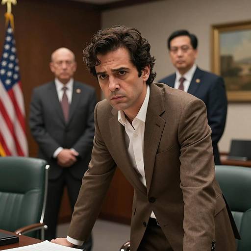 Intense Man in Brown Suit Portrait