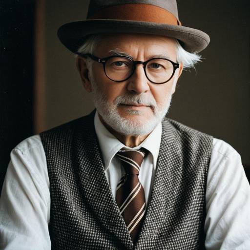 Elderly Man in Classic Grandpa Costume