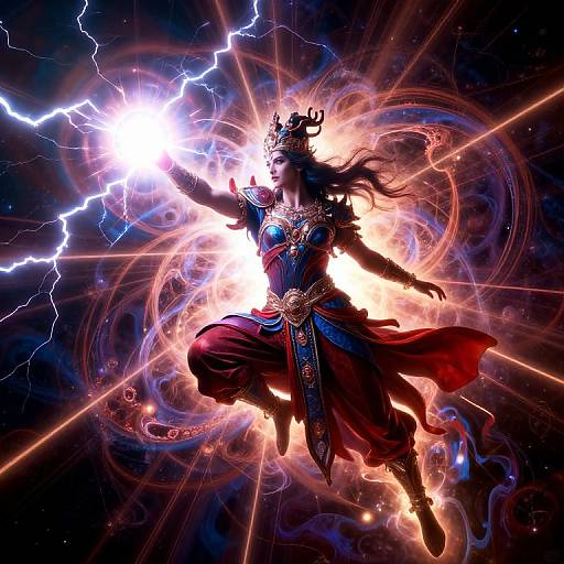 Mythological Deity Wielding Cosmic Power