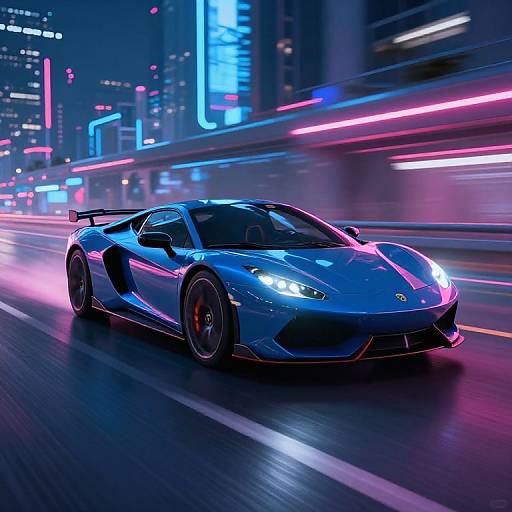 Futuristic Neon Sports Car Speeding