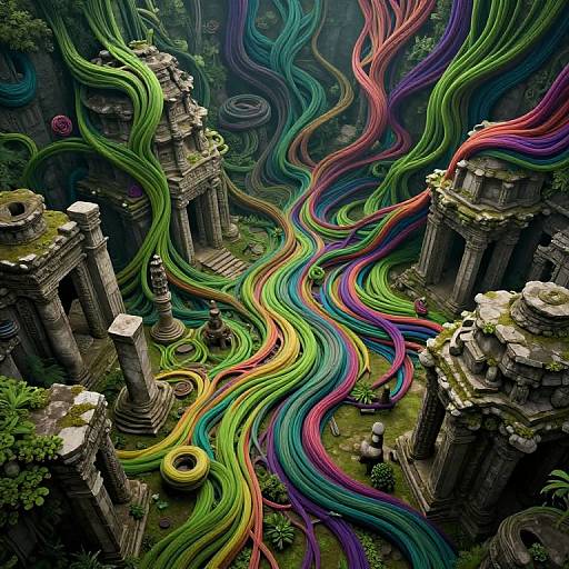 Surreal Fusion of Nature and Ruins