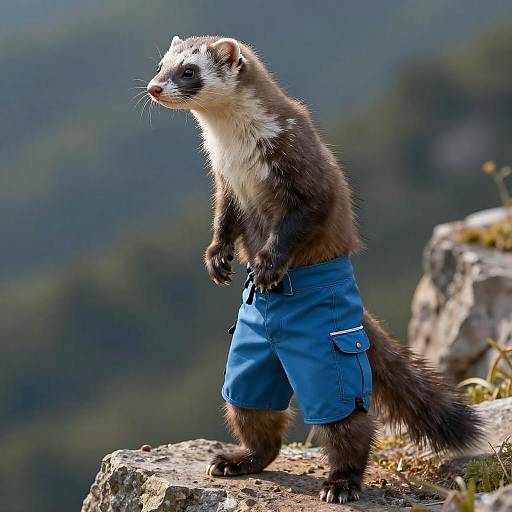 Cobalt-Shorts Anthro Ermine Cliff Portrait