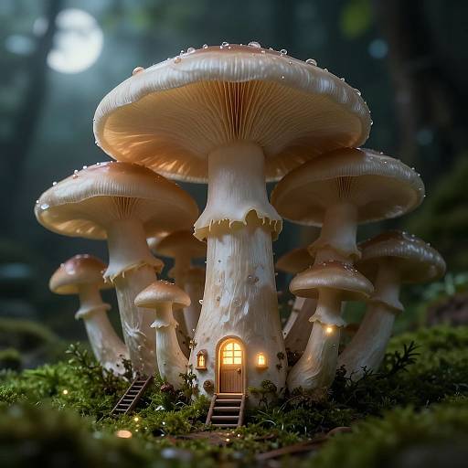 Hyperrealistic Sentient Mushroom Colony