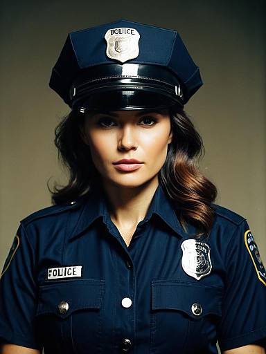 Stylish Cinematic Policewoman Dramatic Portrait