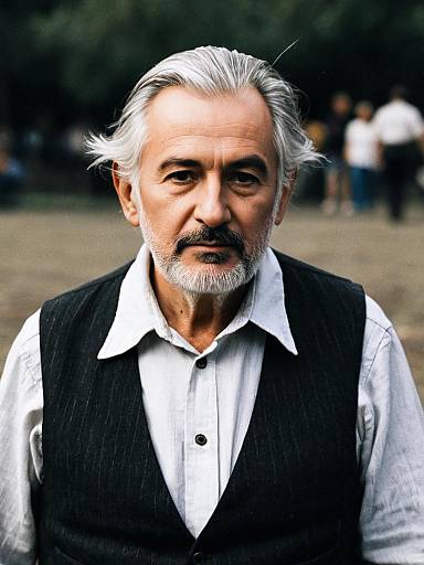 Realistic Portrait of Elderly Man Outdoors