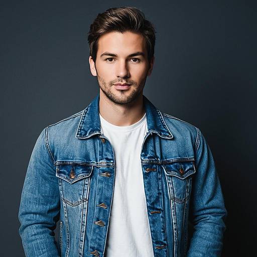 Handsome young man in denim jacket