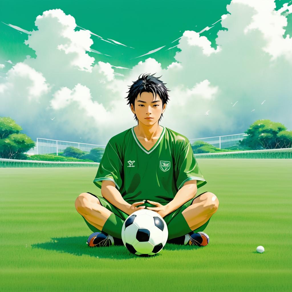 Meditative Athlete in Serene Green Field